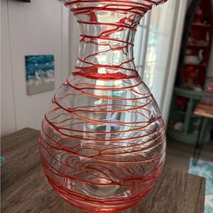 Elegant Red Swirl Glass Vase